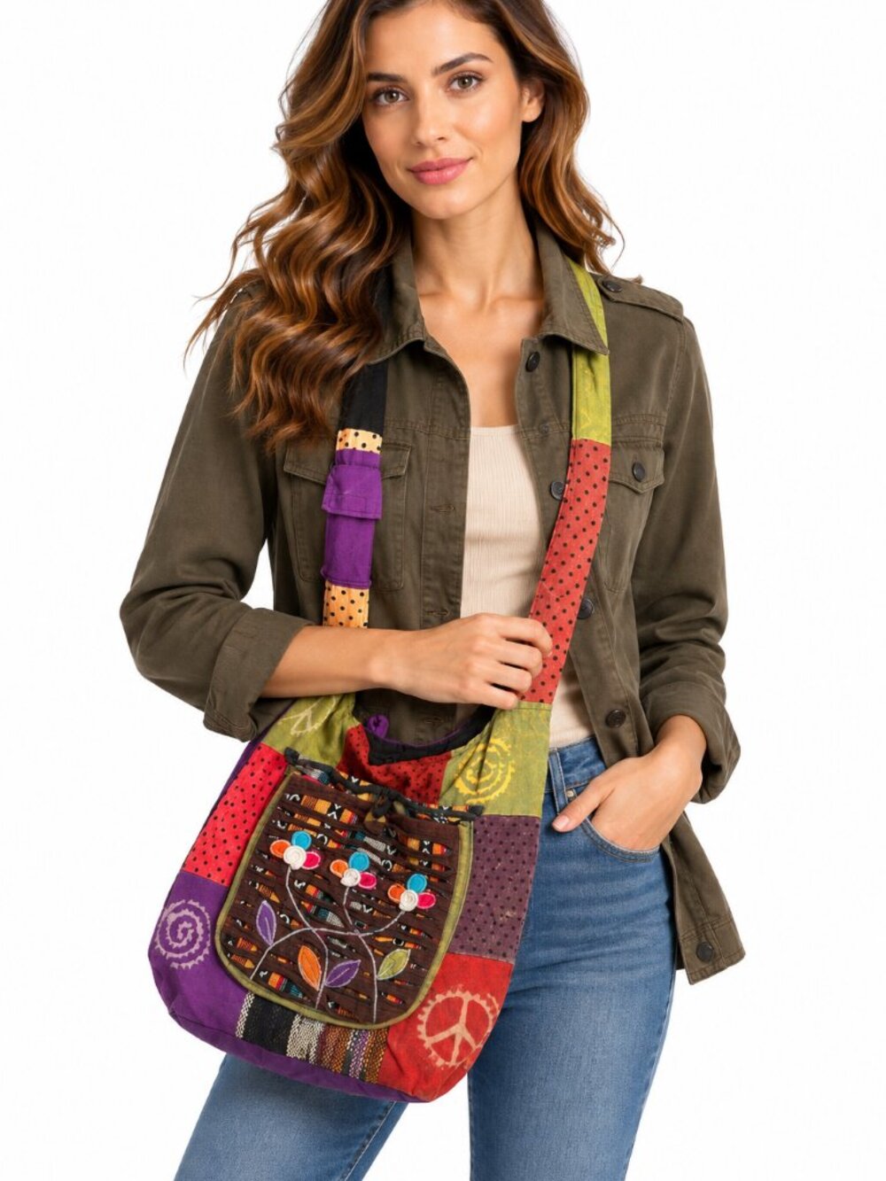 Boho Chic 2-Piece Bundle: Forever 21 Utility Jacket & Patchwork Crossbody Bag